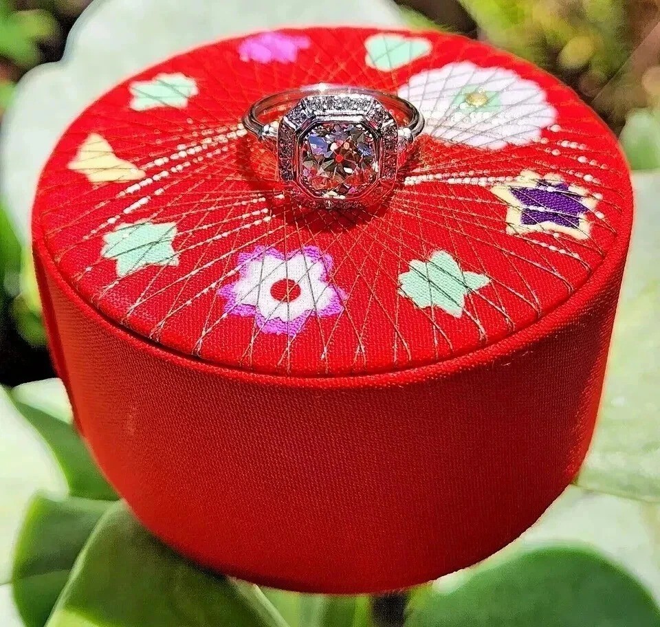 Art Deco Style Round Cut 3 CT Lab created Moissanite 14K White Gold FN Ring