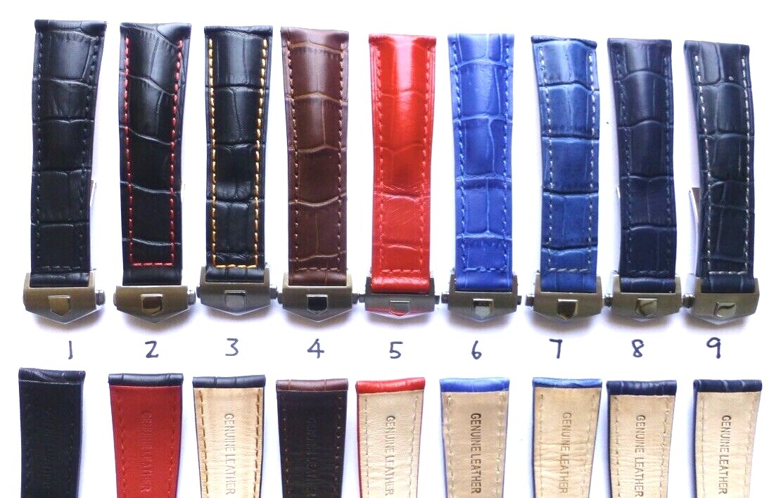 20 &22mm Leather Watch Band Strap with Clasp Compatible Tag Heuer Carrera Monaco