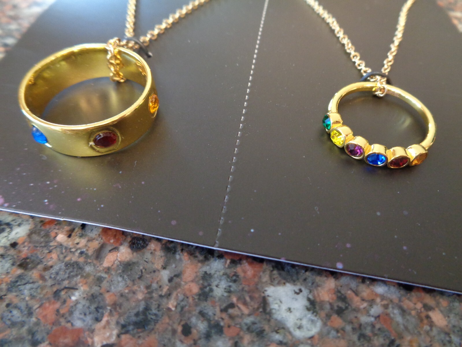 Marvel Infinity Stone Ring Charm Necklace Set of 2 Best Friend Infinity Saga New