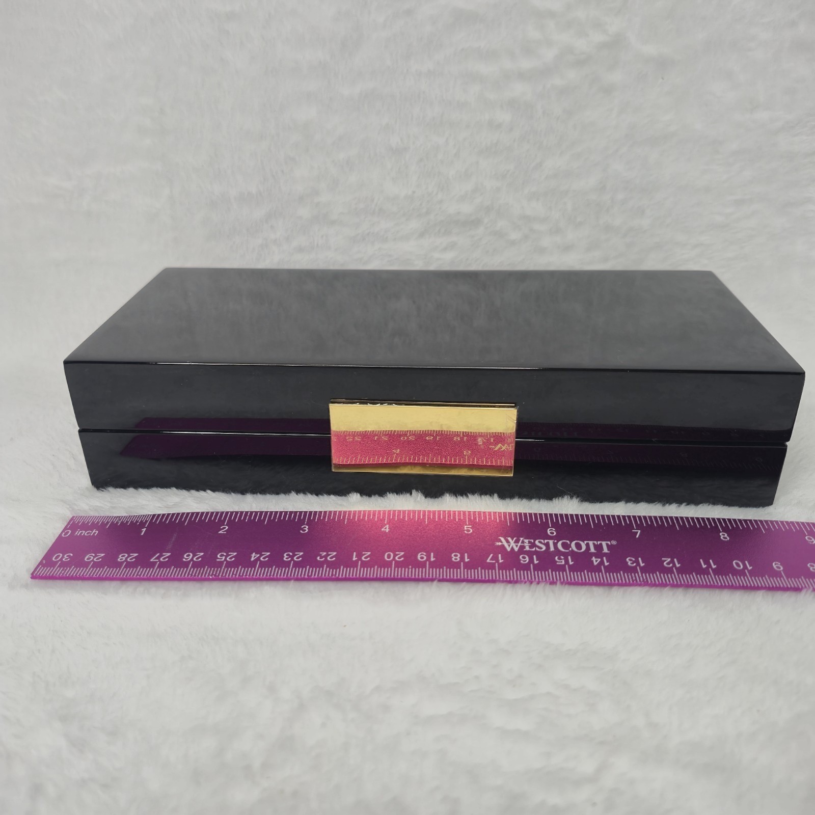 Addison Ross Ross LTD Polished Lacquer Wood Jewelery Box Glossy Black 4″x9″ NWOB