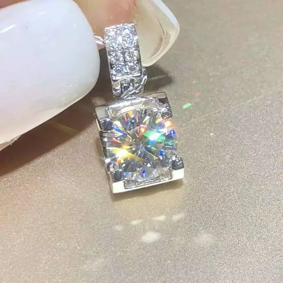2Ct Lab Created Diamond V Prong Solitaire Pendant 14K White Gold Over