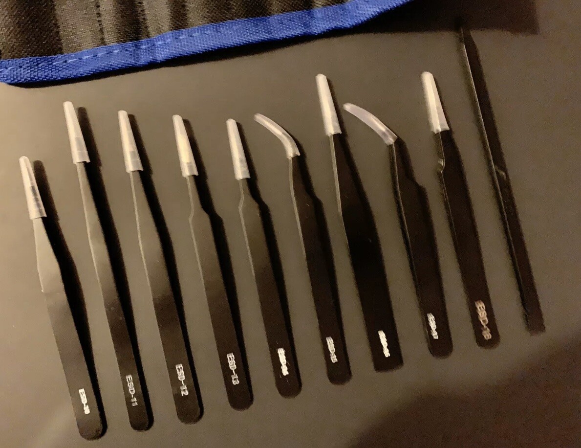 10pc Professional Tweezers Set for modelling hobby Jewelry Repair
