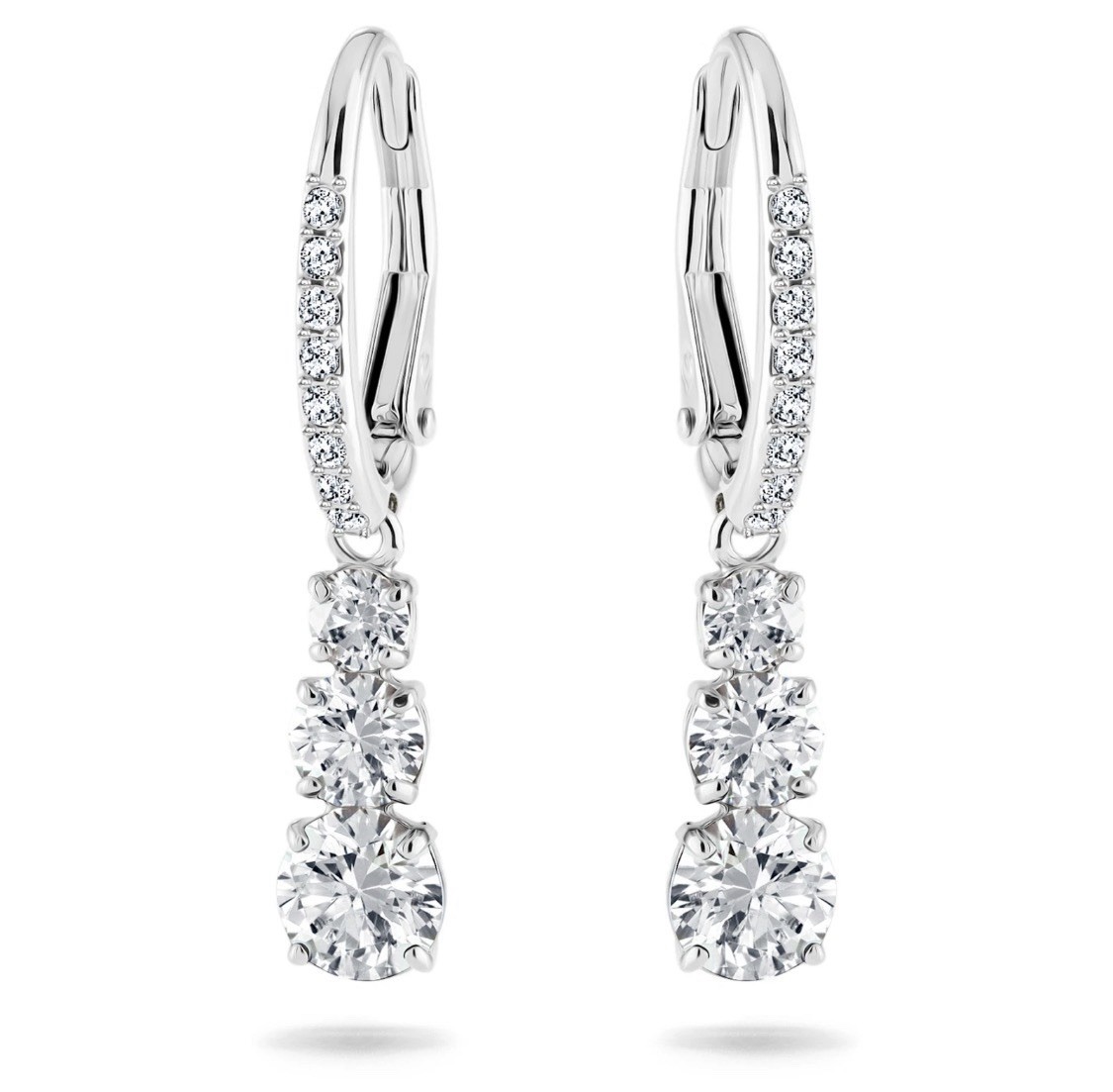 Swarovski Stilla Attract Hoop Earrings Round Cut, White, Rhodium Plated 5416155