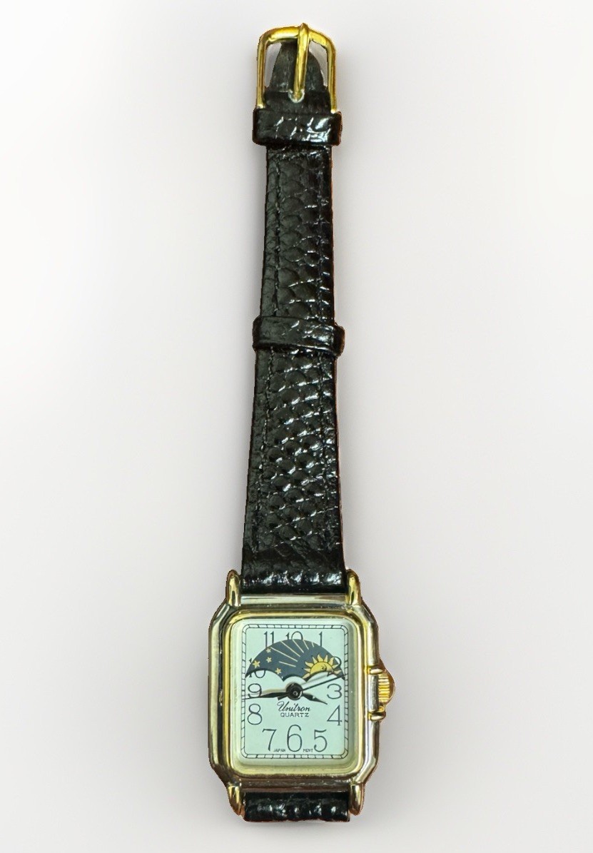 Geneva Day Date Quartz Water Resistant Wristwatch Moon phase Calendar Watch