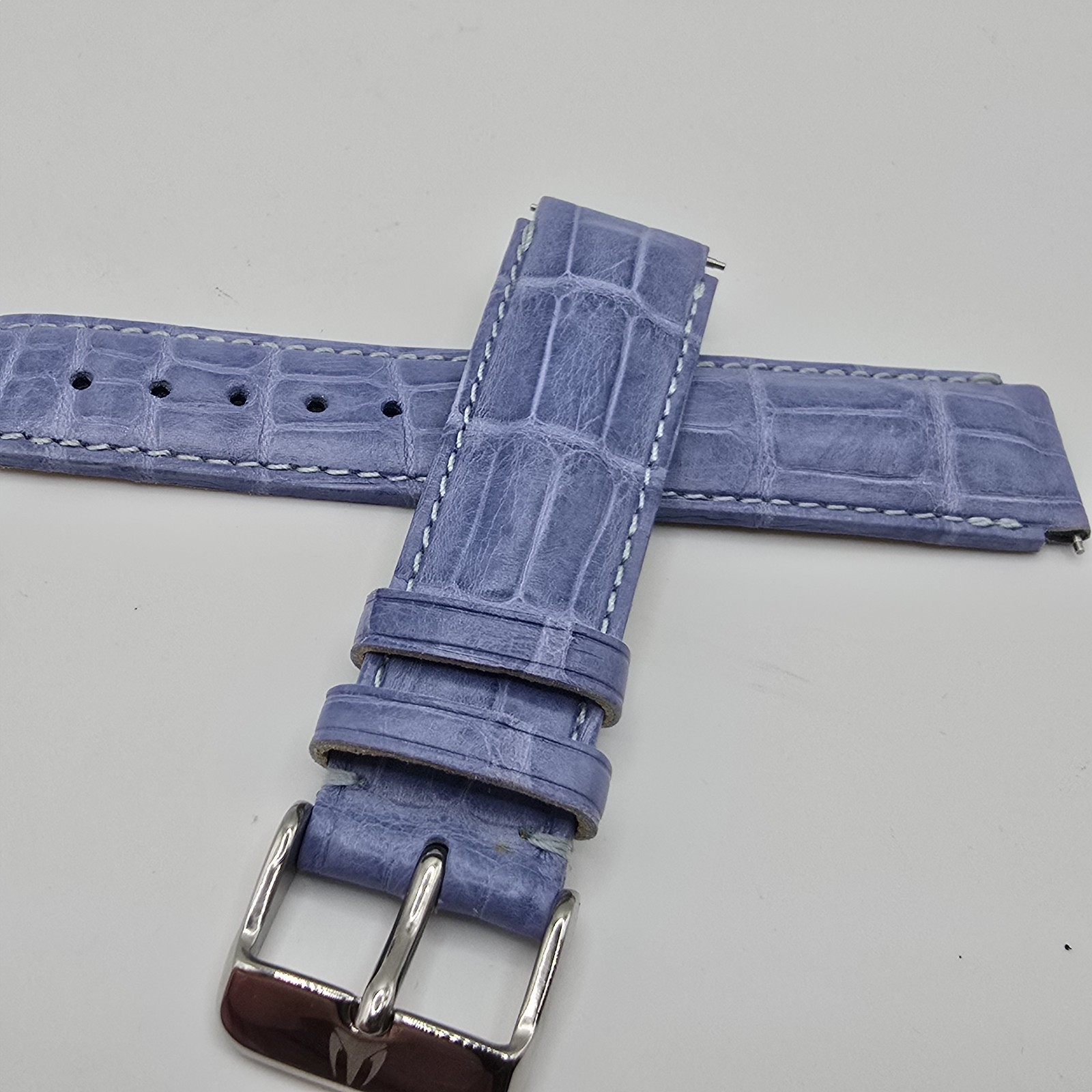TechnoMarine Genuine Alligator Blue Iris Ladies Watch Strap Band 17mm