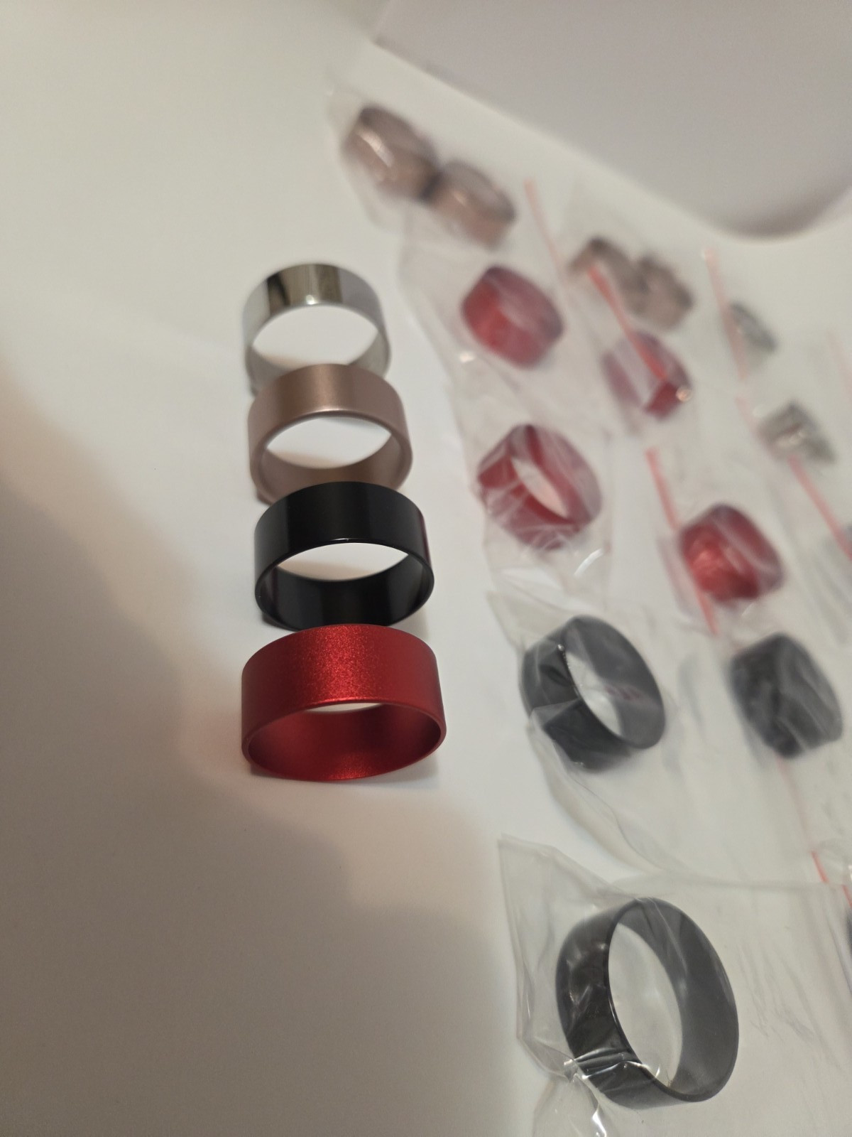 Assorted Metal Band Ring Lot, Silver Champain, Black Red, Size 1.25