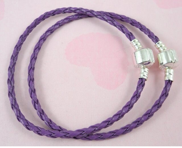 13pcs /Lot Purple Charm Leather Bracelets 18cm #P11-10