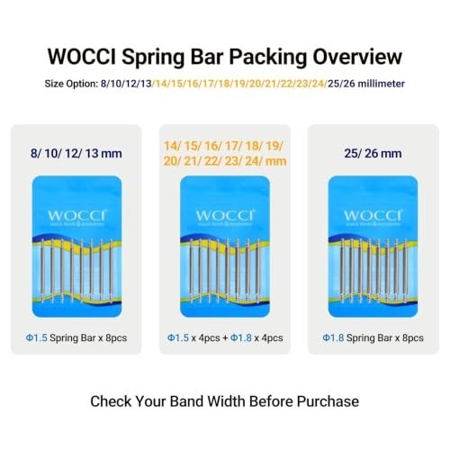 Watch Spring Bars 22mm 1.5mm 1.8mm Stainless Steel Double Flange Pins 8 Pcs