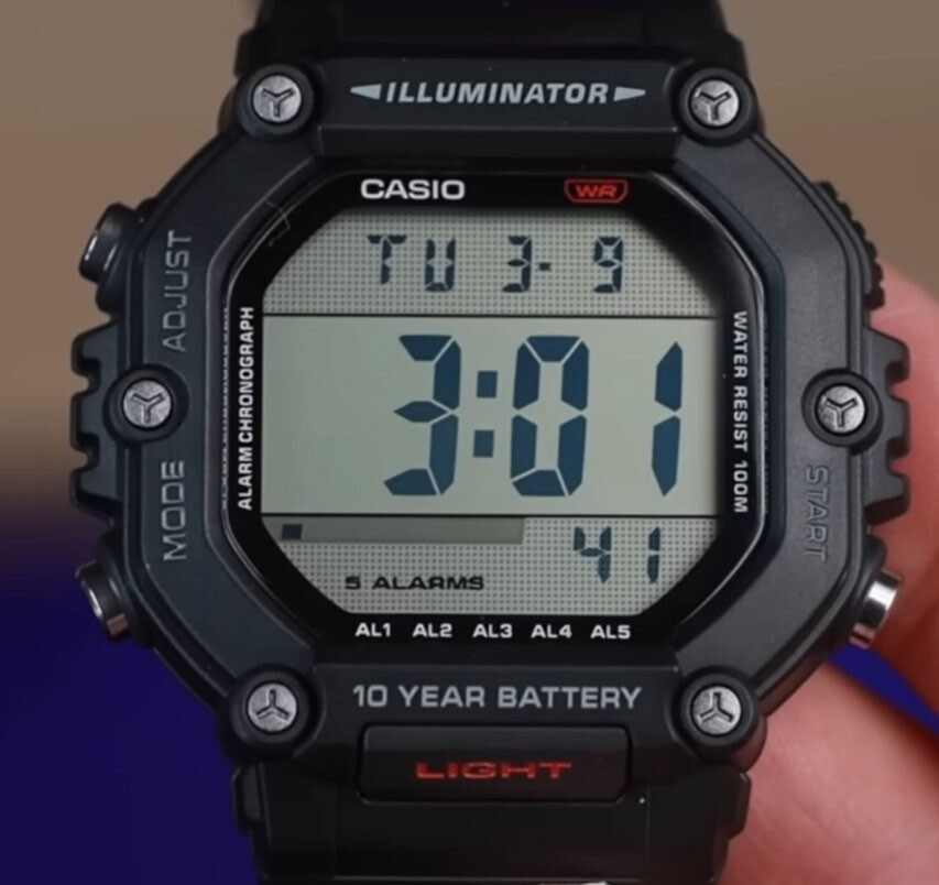 Casio AE1600H-1A Large LCD front button operation Watch