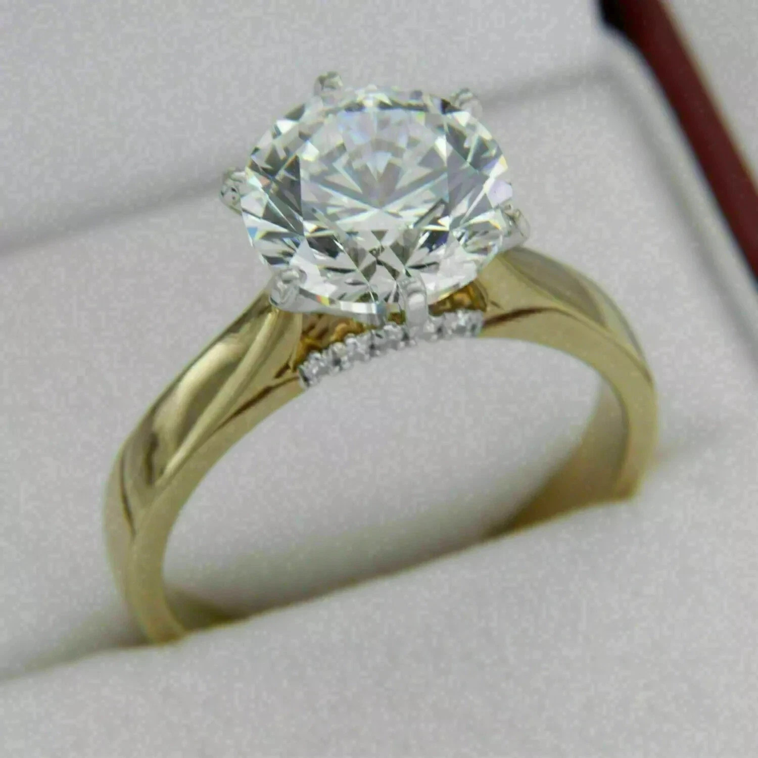 Diamond 1.50Ct Lab Created Diamond Engagement Solid Ring 14k Yellow Gold Finish