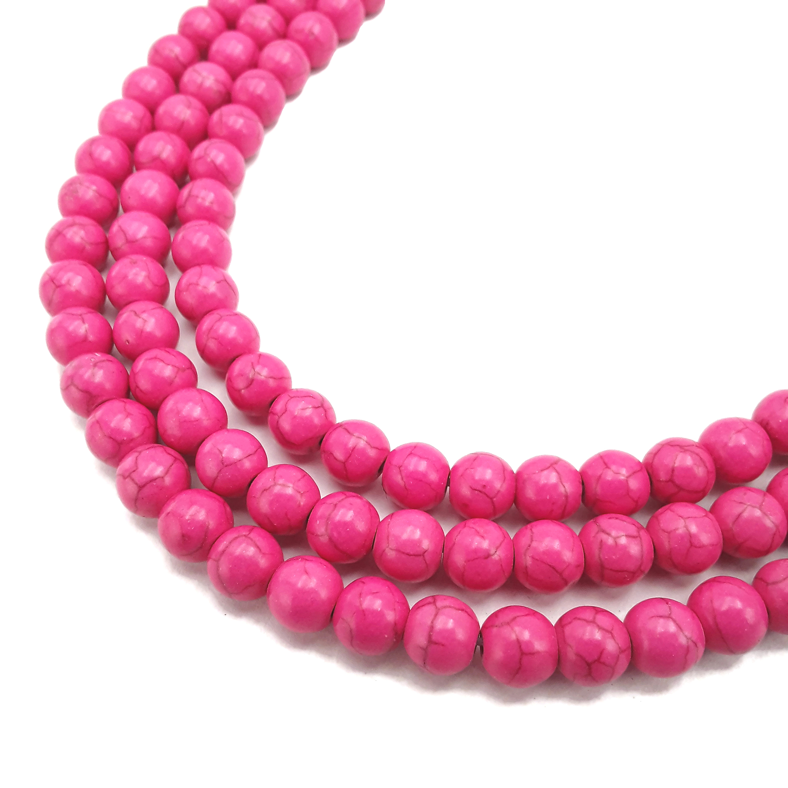 Pink Howlite Turquoise Smooth Round Beads Size 4mm 6mm 8mm 10mm 12mm 15.5″Strand