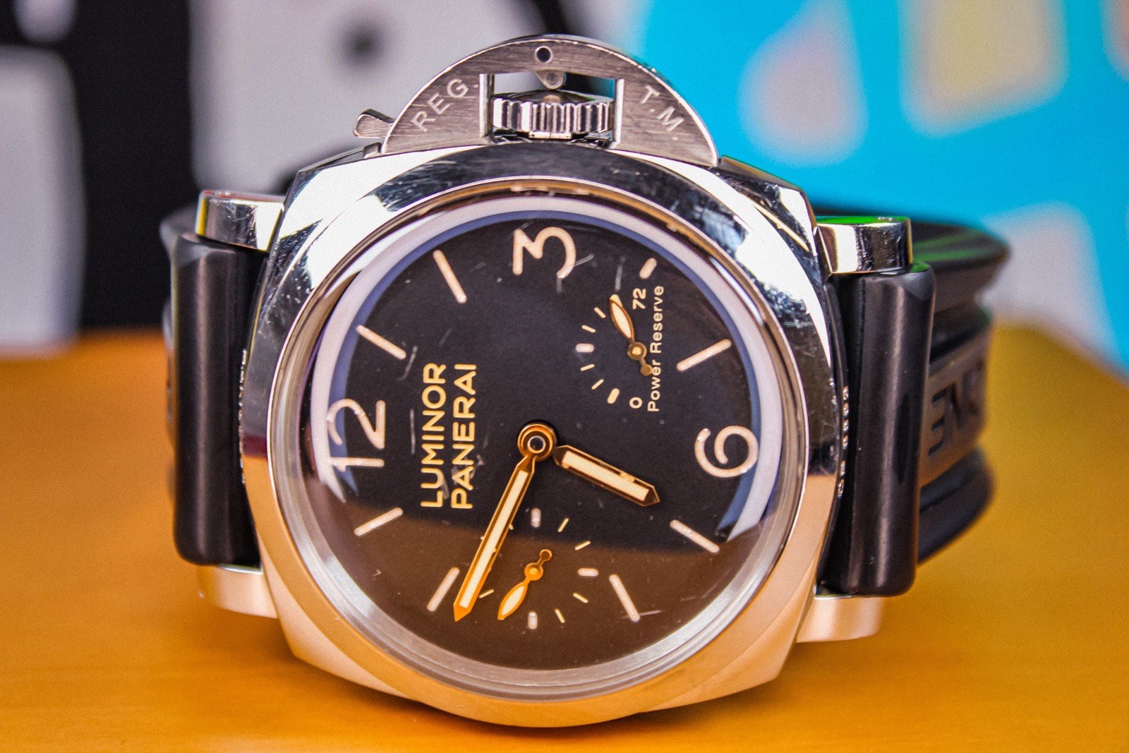 Panerai Luminor 3 Days Men’s Black Rubber Strap @ Lizard Strap Watch – PAM00423
