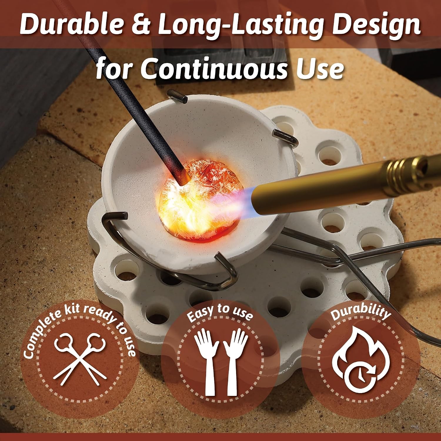 Nelyrho 8-in-1 Metal Casting Kit, Graphite Crucible Set for Melting Metals | Inc