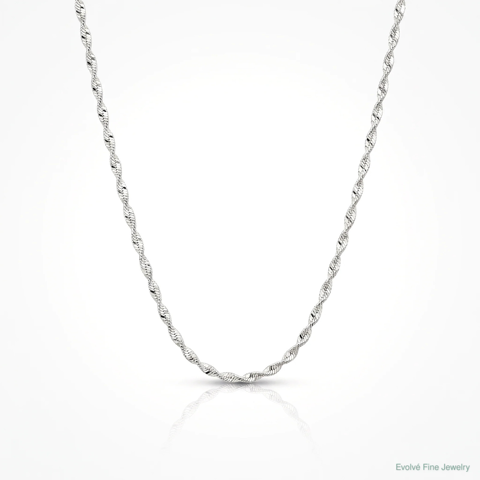 Sterling Silver 1.65mm Twisted Herringbone Chain Necklace 16″-24″