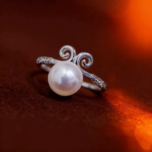 elegant 9-10mm south sea round white pearl ring 925s(T)