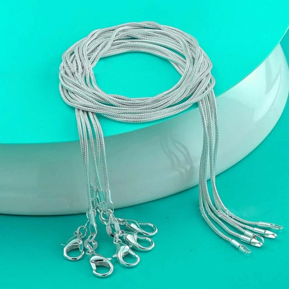 10pcs Hot Sale 925 Sterling Solid Silver 1mm Snake Chain Necklace Jewelry Gift