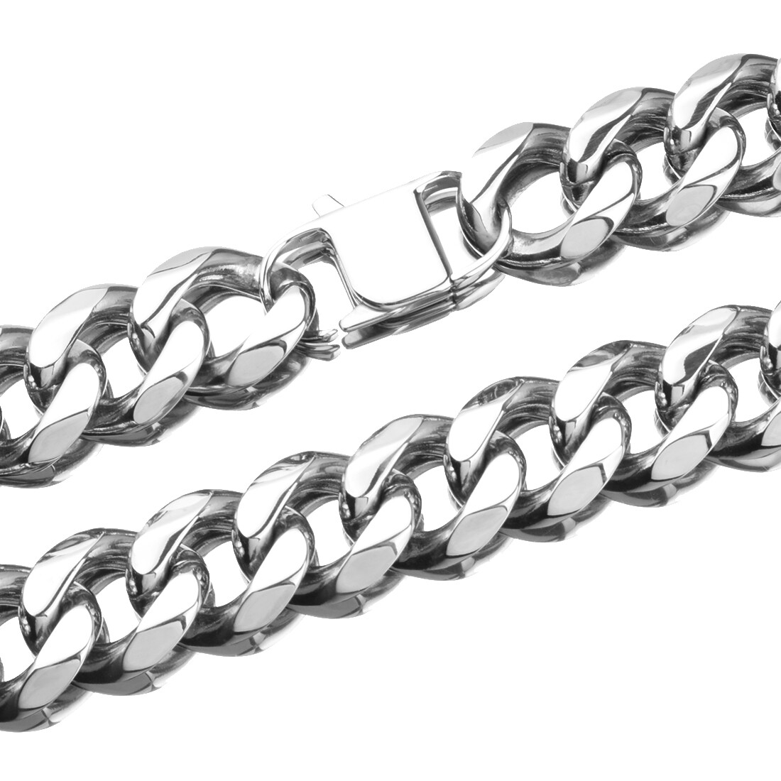 19mm 24″ Silver Heavy Men’s Chain 316L Stainless Steel CURB Cuban Link Necklace
