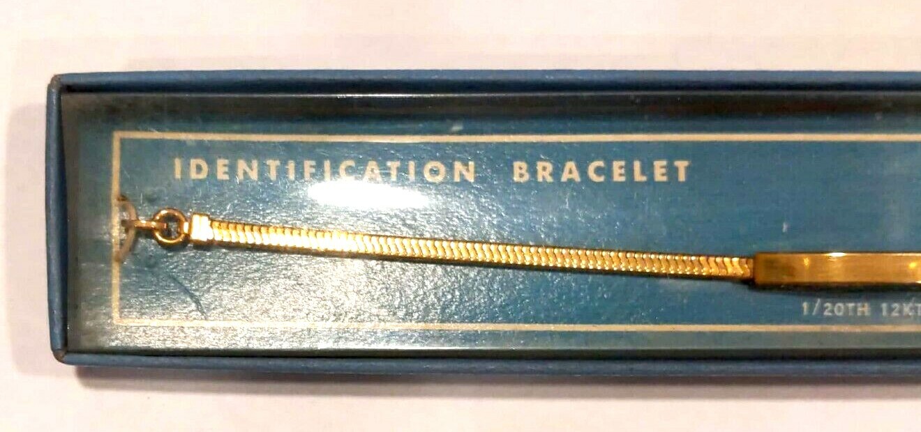 NOS Antique Forstner Yellow Gold Filled ID Identification BRACELET Engrave H312B