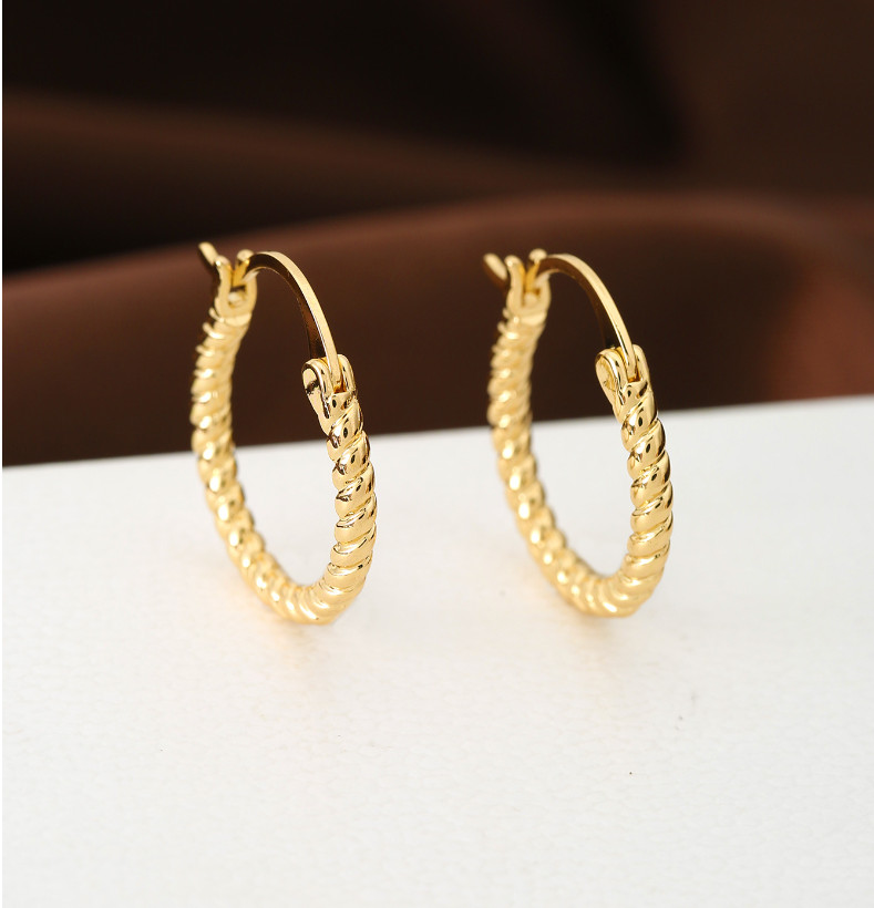 20mm White Gold Filled Twisted Wave Wire Small Hoop Huggie Cuff Earrings PE28