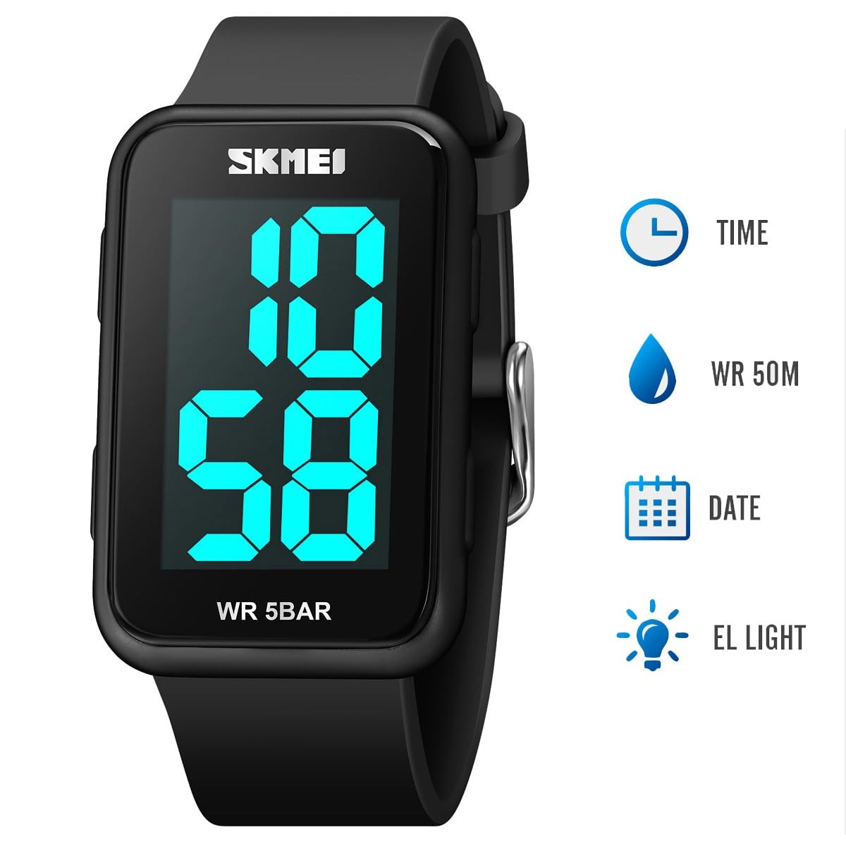 Fogitbok Extra Large Numbers Black Watch for Men, Waterproof Mens Digital Wat…