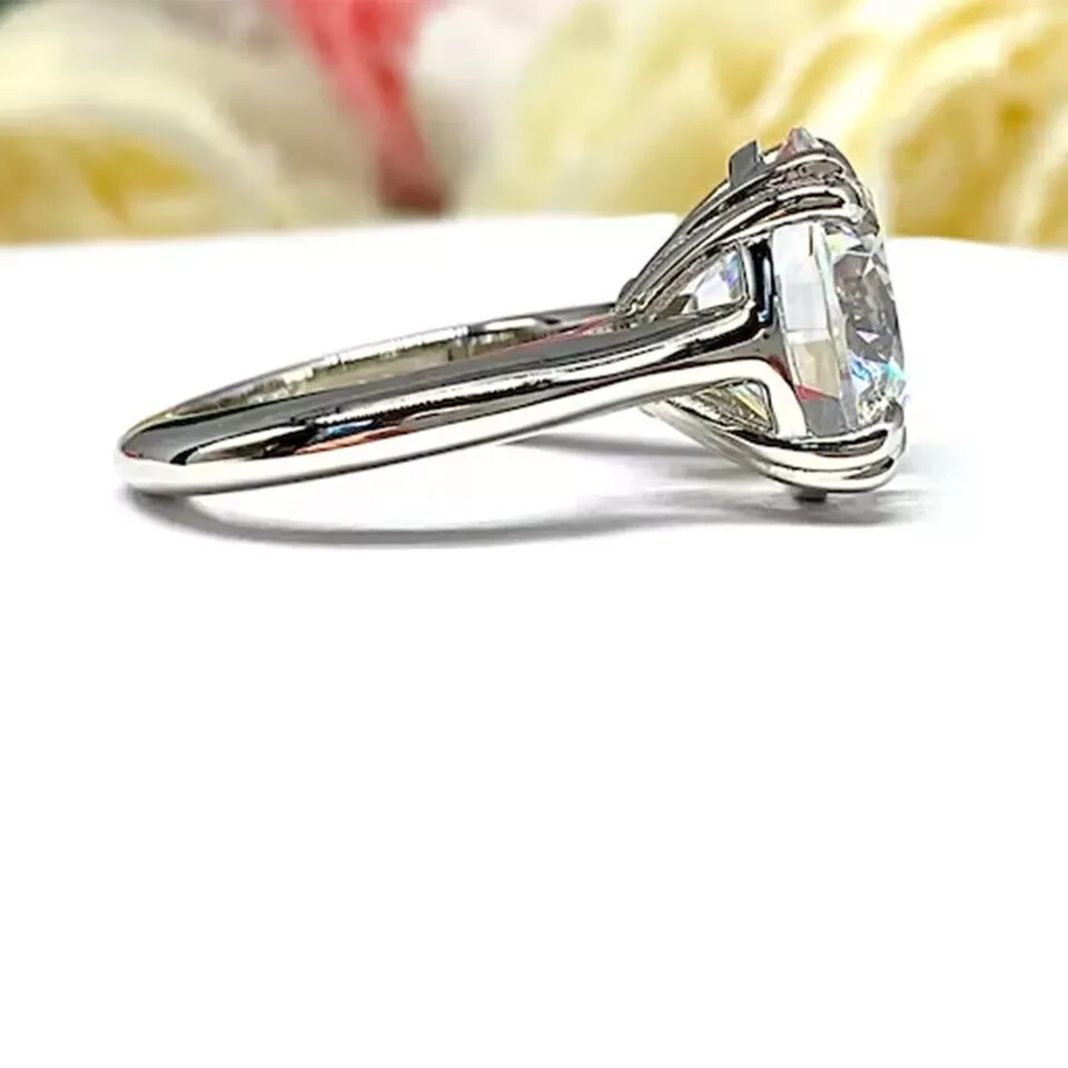 6.65 Ct Treated Round Cut White Diamond Solitaire Ring 925 Silver Certified