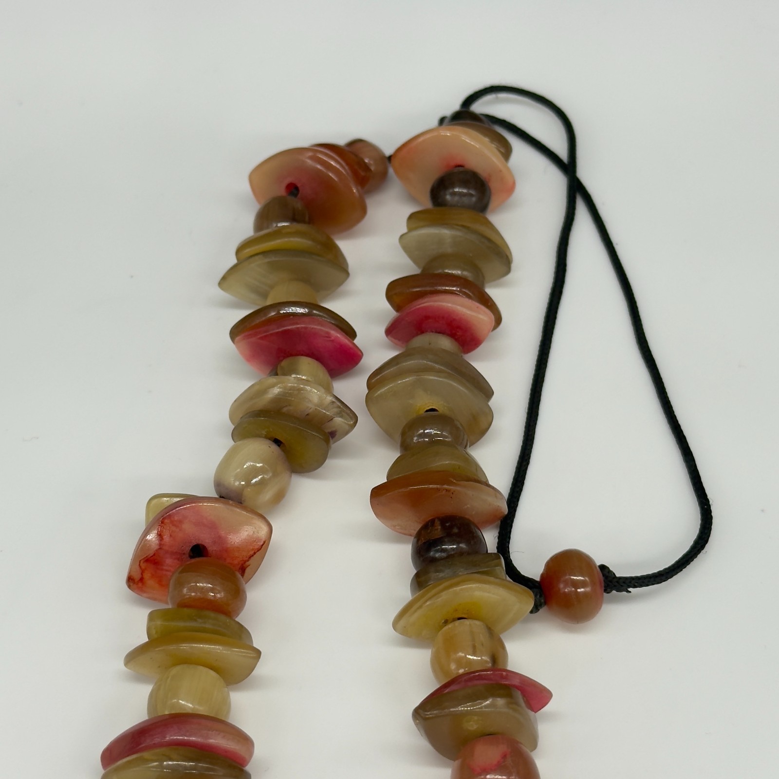 Vintage Necklace Acrylic Lucite Multi Color Beads Pink Green Cream 30 Inches