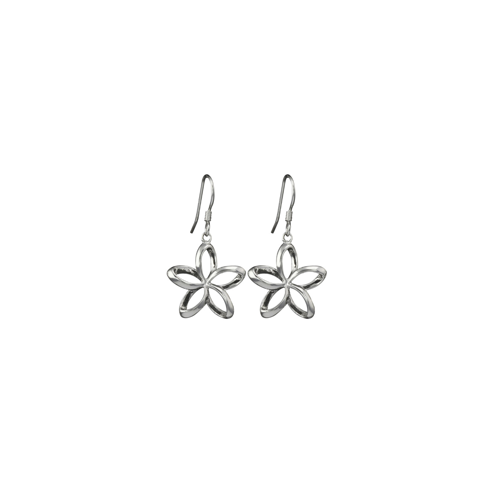 Plumeria Bloom Dangling Earrings 925 Silver Hawaiian Flower Free Shipping