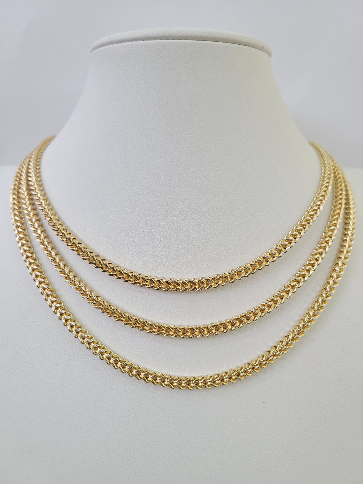 14K Franco Chain Necklace 18″ 20″ 22″ 4mm Yellow Gold Diamond Cut Real