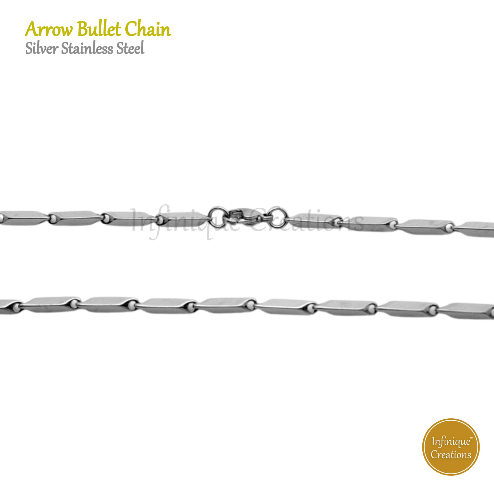 Stainless Steel Silver Arrow Bullet Chain Bracelet Necklace Men Women 7- 38″