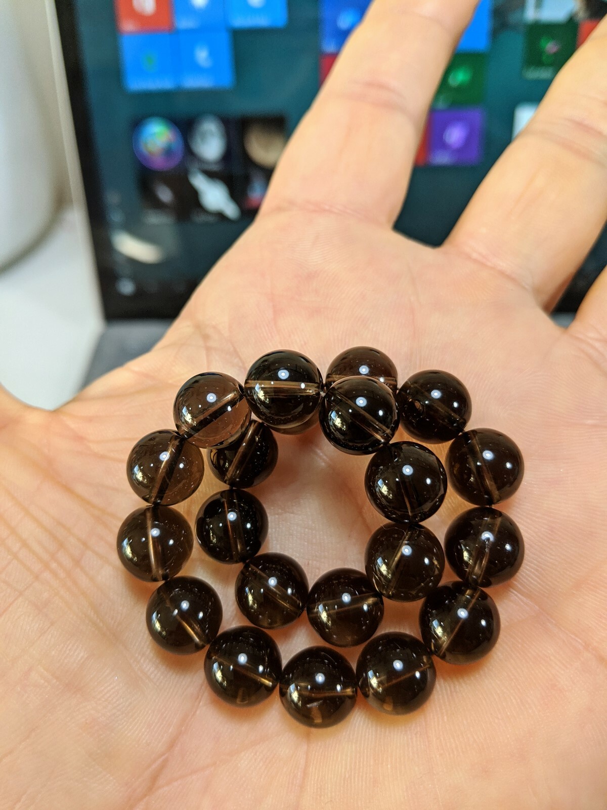 Champagne Brown Smoky Quartz Bead Bracelet Men Stretch 10mm 7, 7.5, 8, or 8.5 in