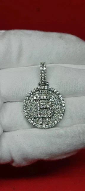 2.00 Ct Round Cut Natural Moissanite Bitcoin Charm Pendant 14k White Gold Plated