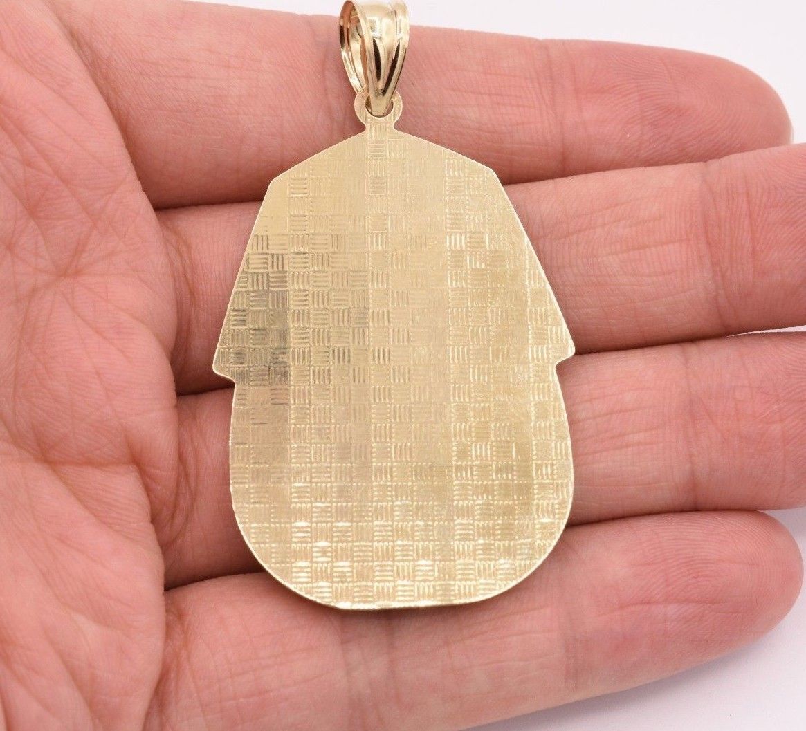 2.5″ Pharaoh Egyptian King Diamond Cut Pendant Real 10K Yellow White Gold