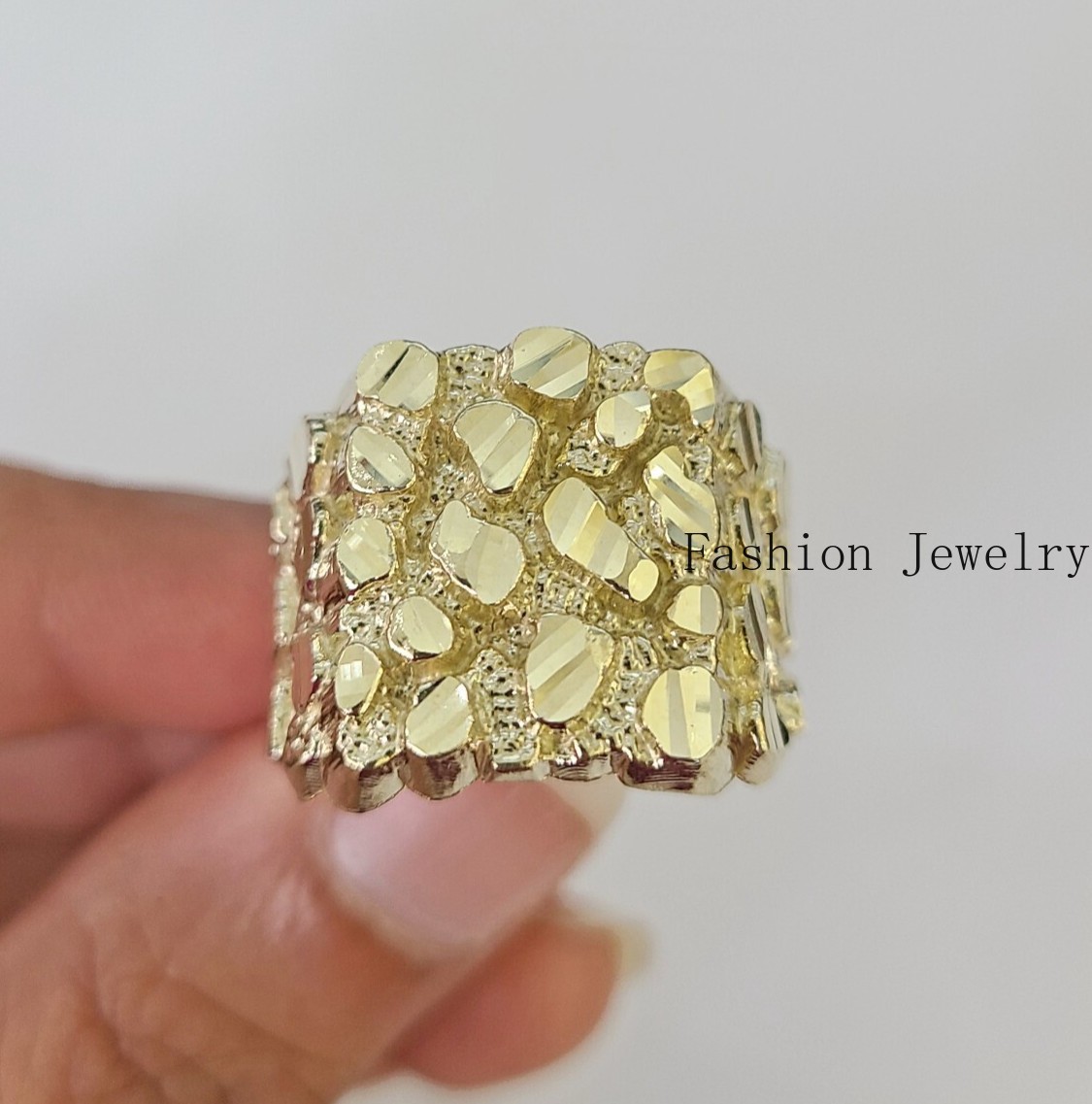 Solid 10K Yellow Gold Men’s Nugget Ring Statement Band Brand New Fine Jewelry