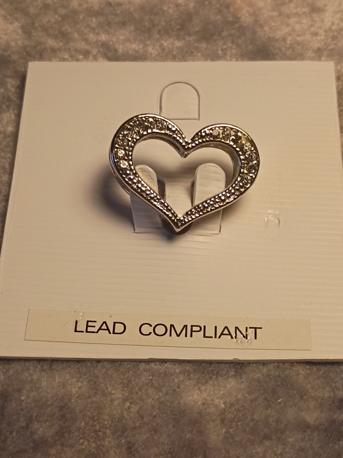New With Tags Heart Shaped With Clear Rhinestones Pendant Without Chain. J7