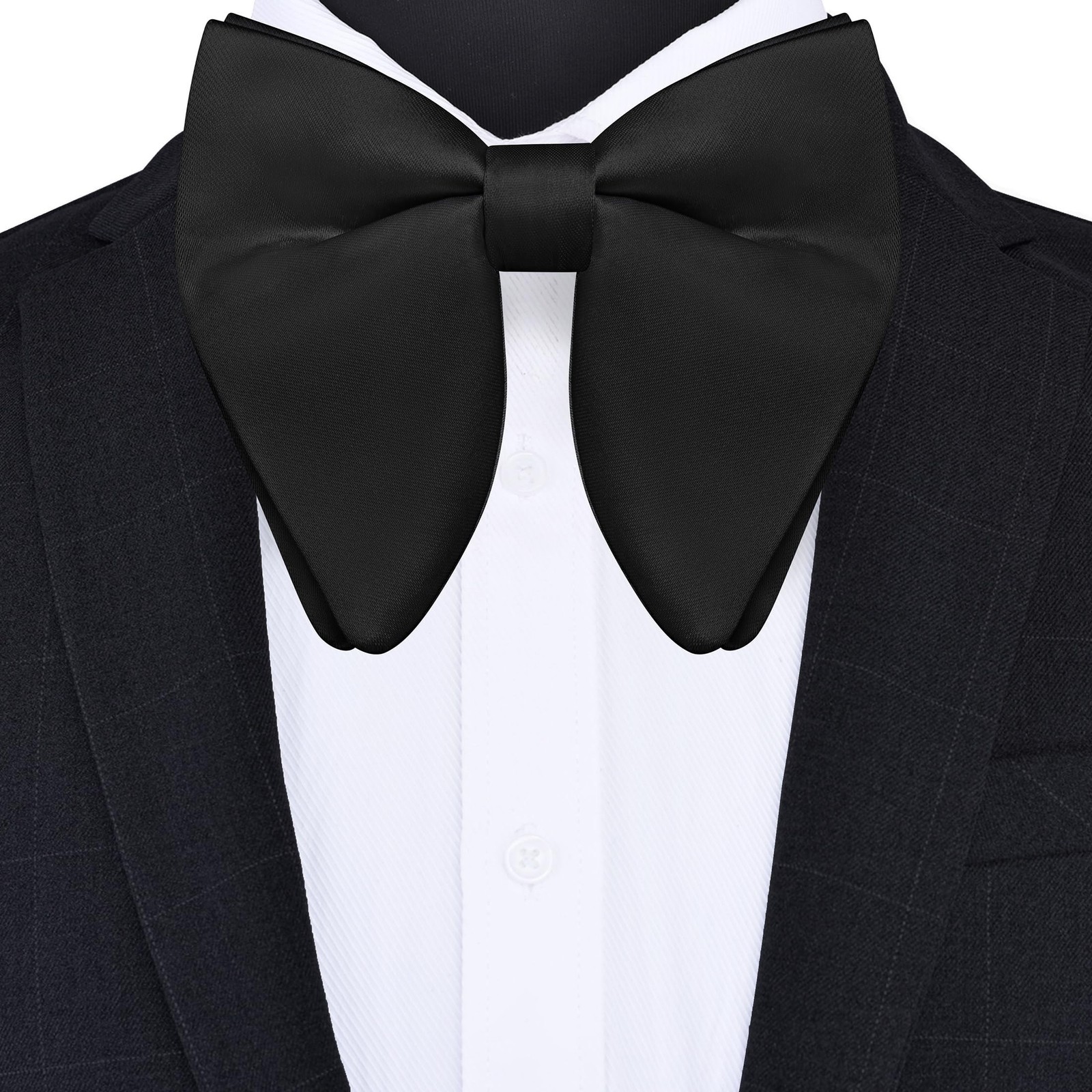 Branduce Solid Color Oversize Pre-tied Bow Tie Quality Adjustable Tuxedo Bowt…