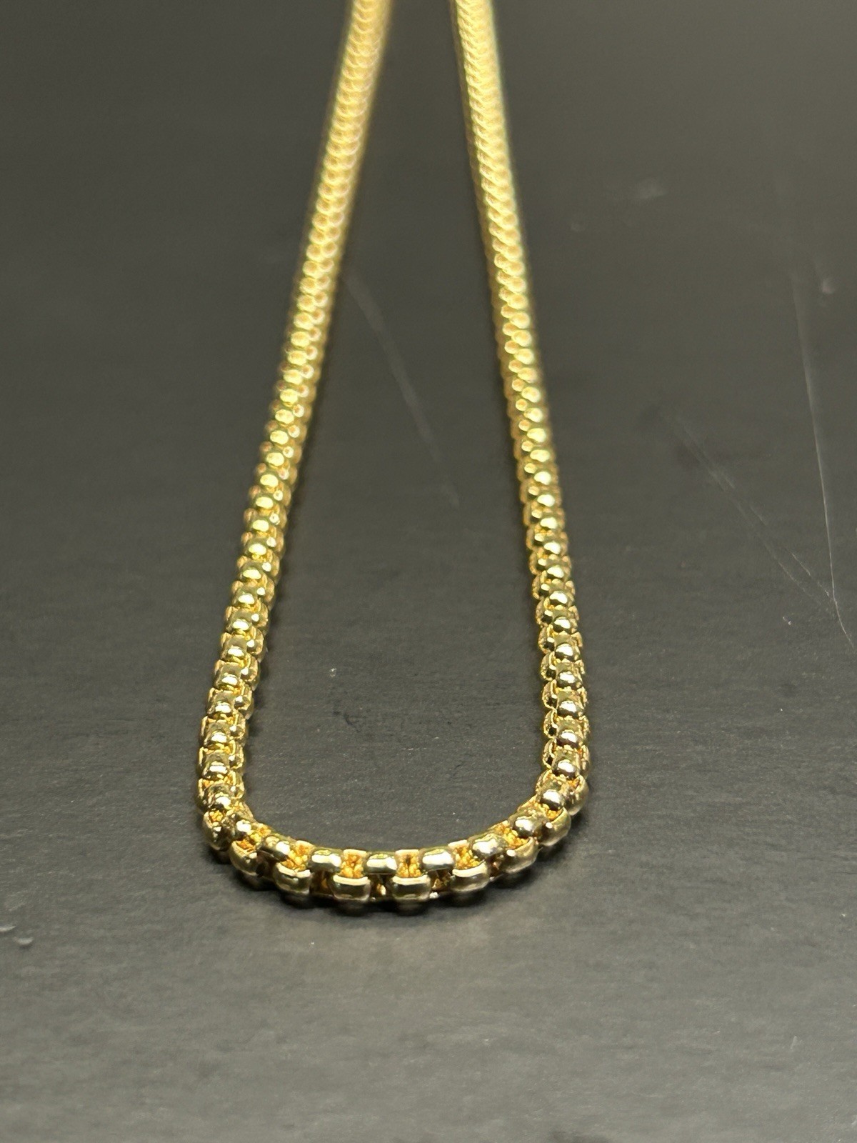 19” Gold Plated Rounded Box Link Chain Necklace 3.0mm Heavy Luxury Style 15g