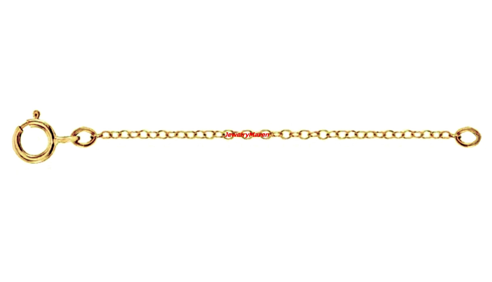 14k 1mm Cable Yellow Gold 4.5mm Spring Ring Clasp 2.25″ Safety Chain Extender