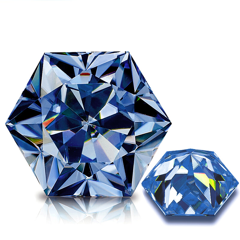 Multicolor Moissanite Excellent Cut Hexagon VVS1 Loose Gemstone GRA Certificated