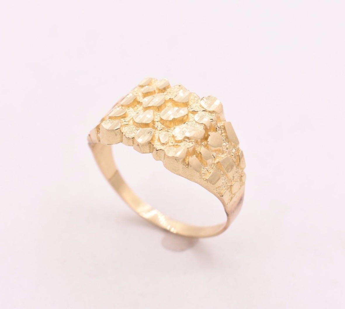 Mens Medium Nugget Square Ring Real Solid 10K Yellow Gold ALL SIZES
