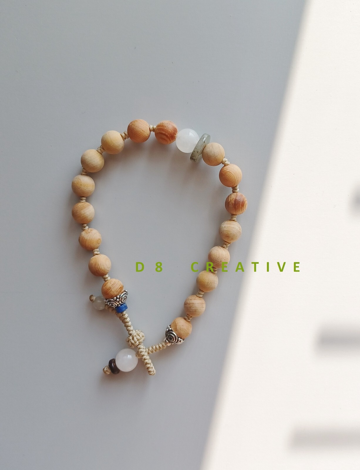 New men’s cedar wood with gemstone and sterling silver handwoven bracelet