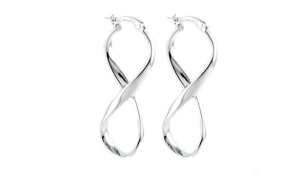 925 Sterling Silver Infinity Earrings, Figure 8 High Polished Sterling Silver,
