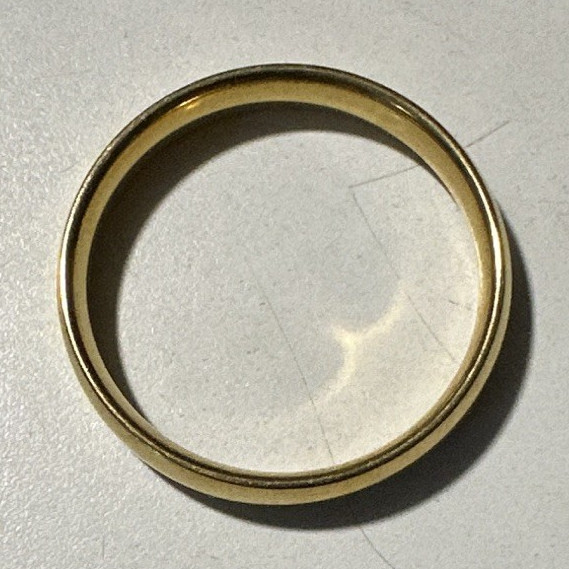 Yellow Gold Tone Plain Band Ring Size 10.5 Round Shape No Stone 4mm