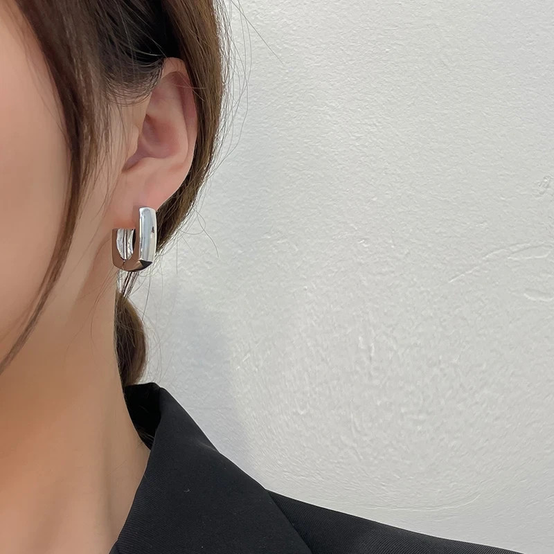 925 Sterling Silver Square Huggie Hoop Earrings Minimalist Small Women Jewellery