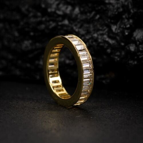 2.50 Ct Baguette Cut Simulated Diamond Eternity Band Ring 14k Yellow Gold Over