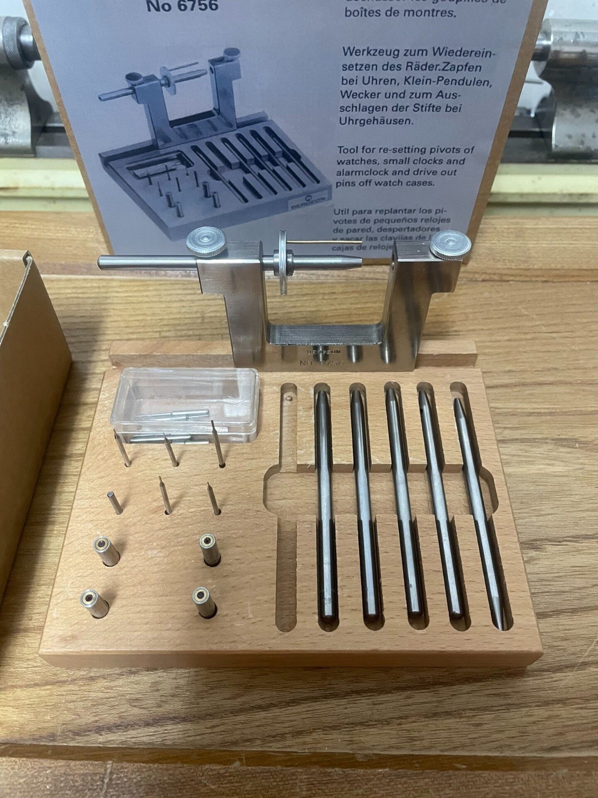 Bergeon 6756 Watchmaker Tool For Re-setting Pivots Small Clocks Box Swiss Made