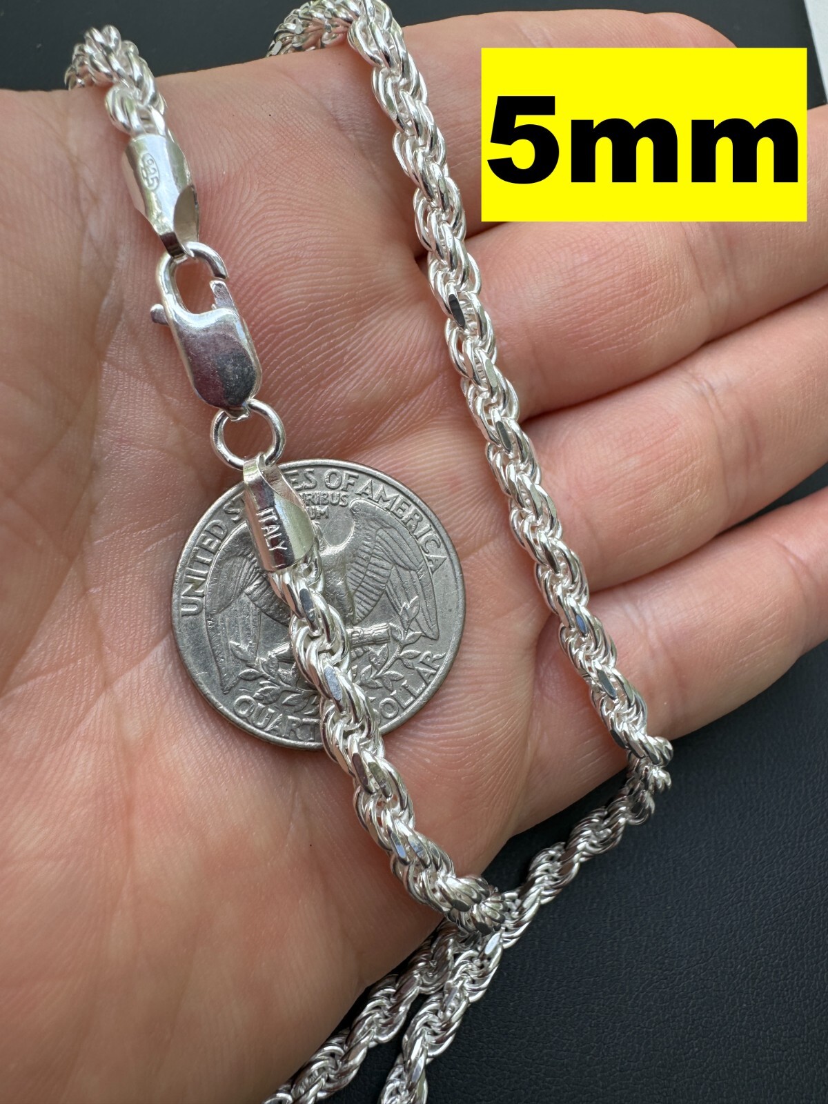 Men’s Women’s Real Solid 925 Sterling Silver Rope Chain 1.5-5mm 16″-30″ ITALY