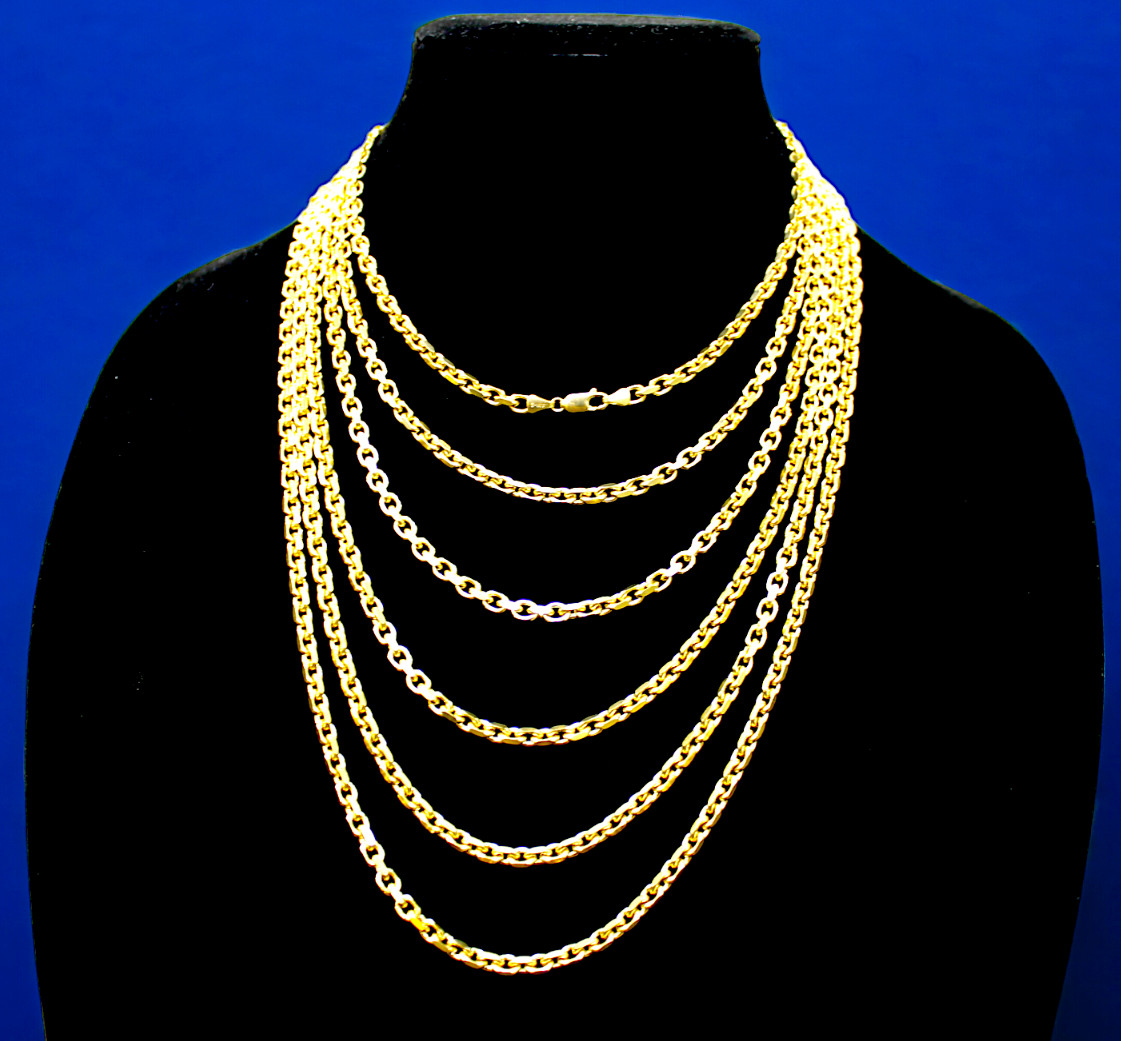 14K Yellow Gold SOLID Rolo Cable Link Chain Necklace Real 1.5mm-7.5mm 16″-30″