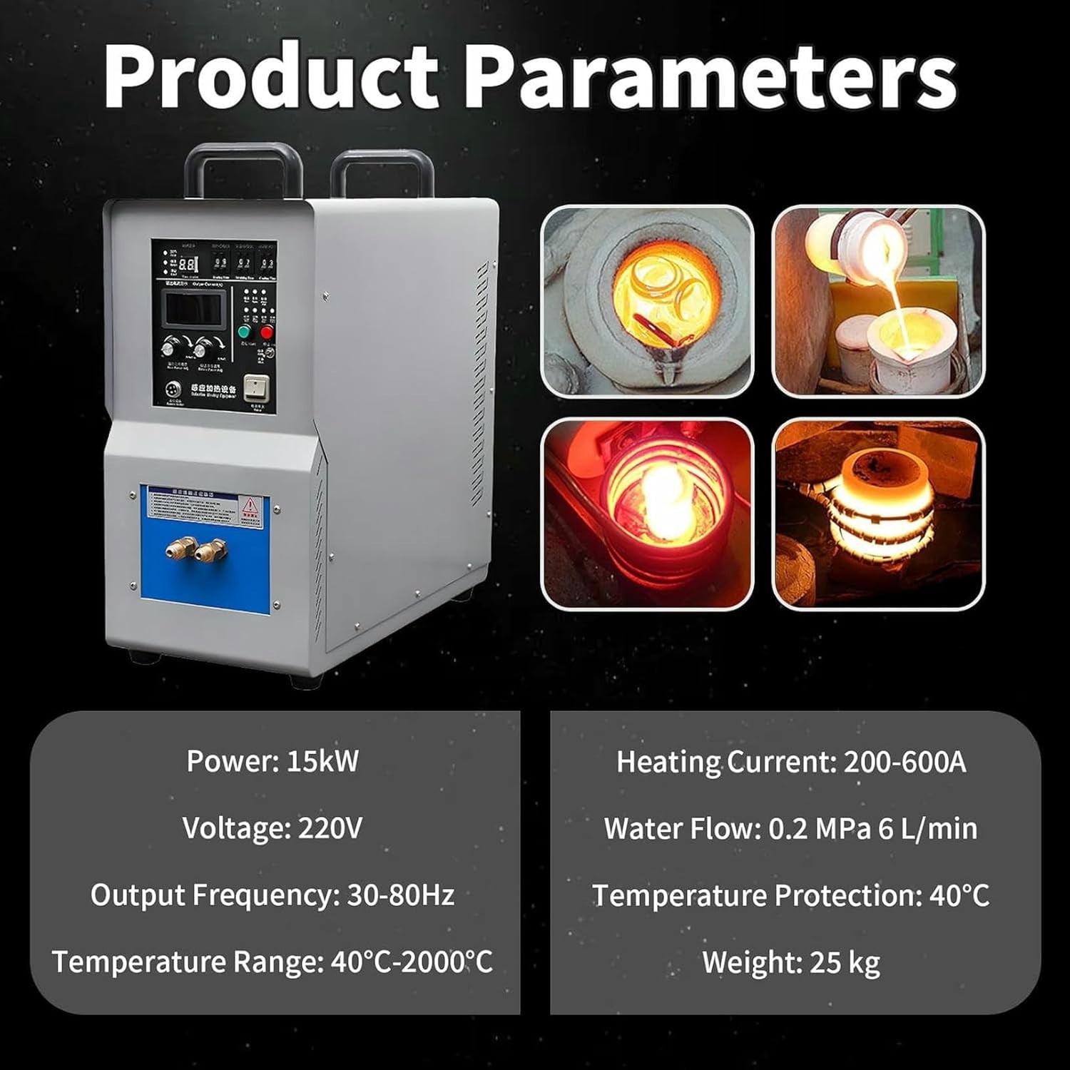 30KW 3-Phase 30-100KHz High Frequency Induction Heater Heating Melting Furnace