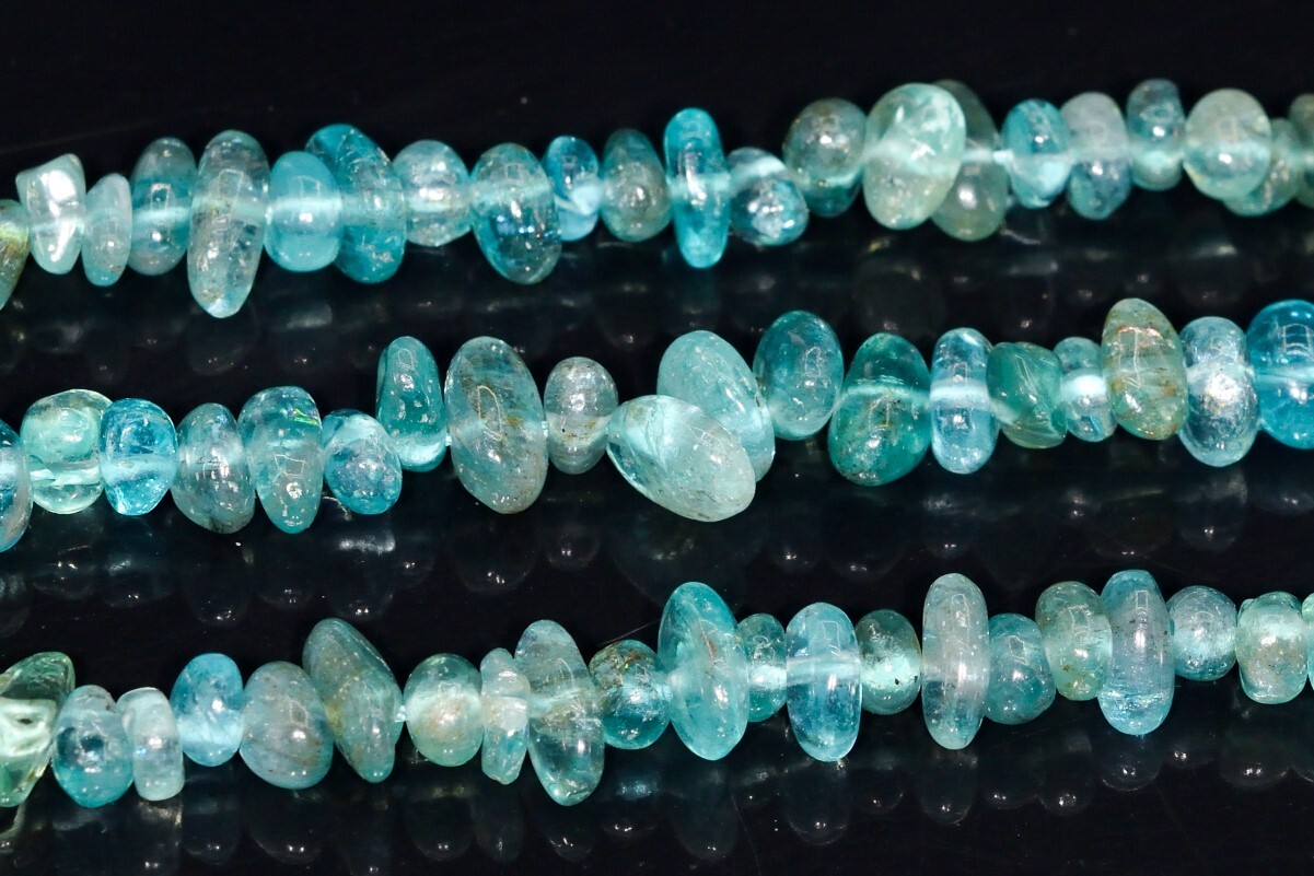 4-10MM Apatite Transparent Pebble Chips Grade AAA Genuine Natural Beads 15″
