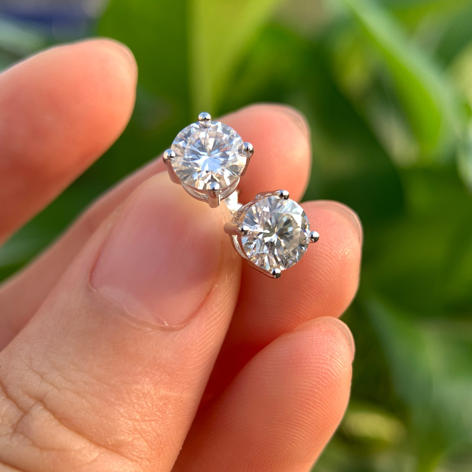 VVS1 Moissanite Screw back Stud Earrings 925 Silver Mens Ladies 3mm-8mm